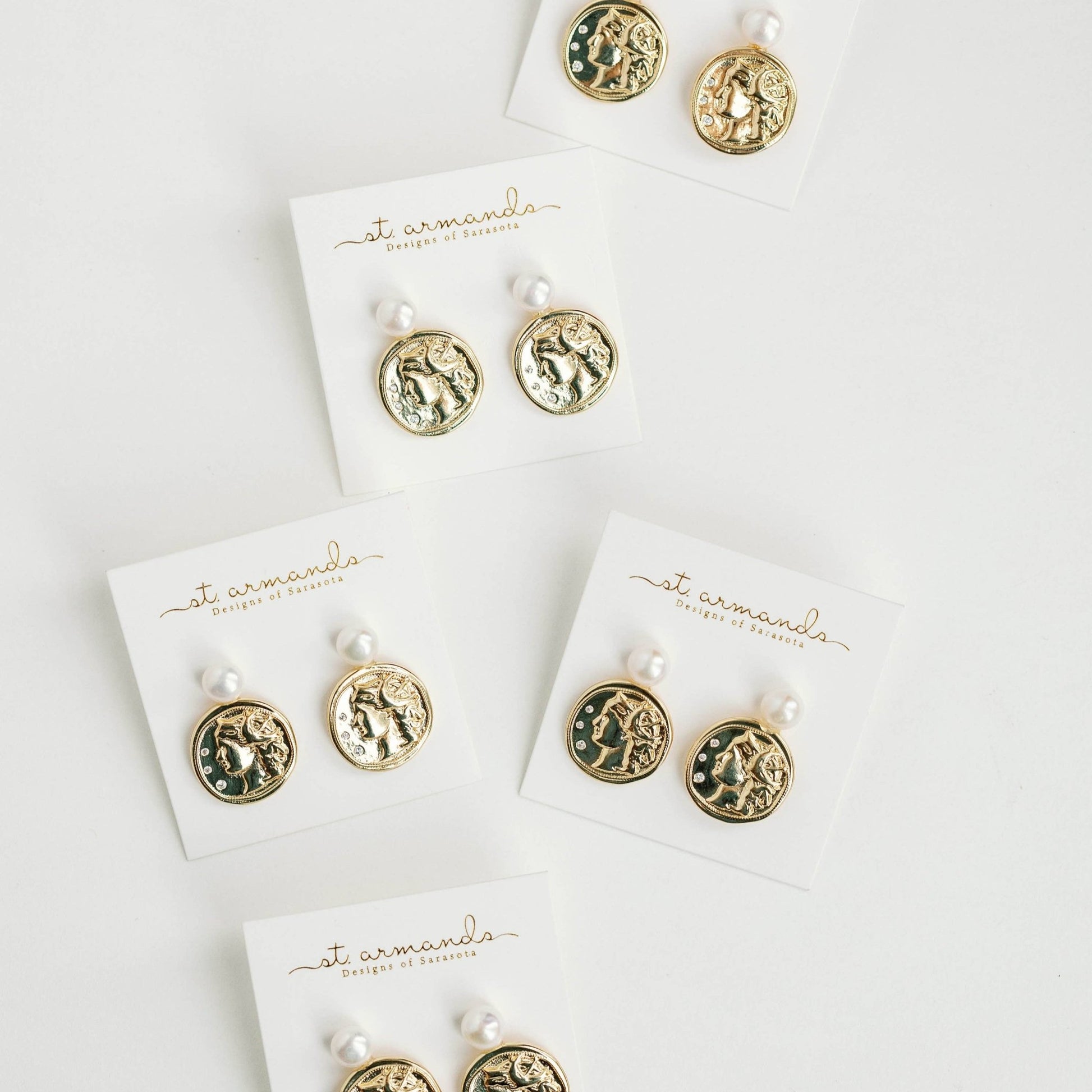 Earrings - Roma Genuine Pearl and Coin Earrings - Curated Dry Goods