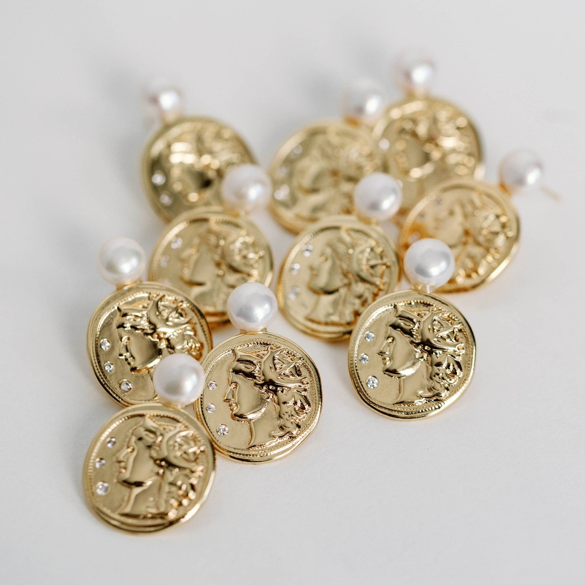 Earrings - Roma Genuine Pearl and Coin Earrings - Curated Dry Goods