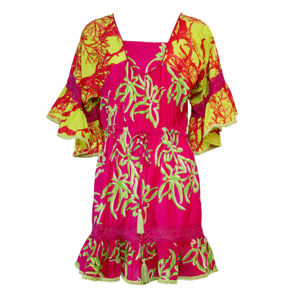 Dress - Sandra Tropical Print Mini Dress - Curated Dry Goods