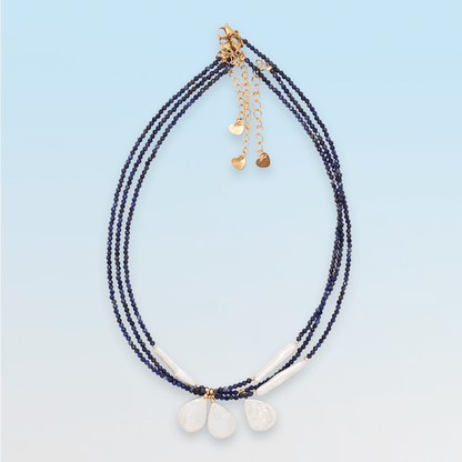 Necklace - Sandro Lapis Lazuli and Freshwater Pearl Pendant Necklace - Curated Dry Goods