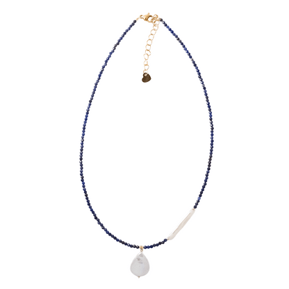 Necklace - Sandro Lapis Lazuli and Freshwater Pearl Pendant Necklace - Curated Dry Goods