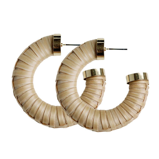 Earrings - Sanibel Rattan Wrap Hoop Earrings - Curated Dry Goods