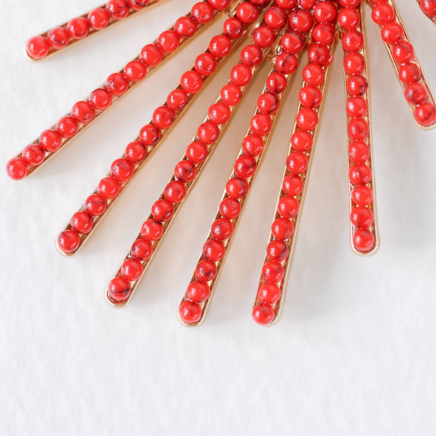 Earrings - Santorini Red Sunburst Statement Drop Earrings - Curated Dry Goods