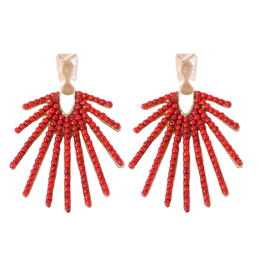 Earrings - Santorini Red Sunburst Statement Drop Earrings - Curated Dry Goods