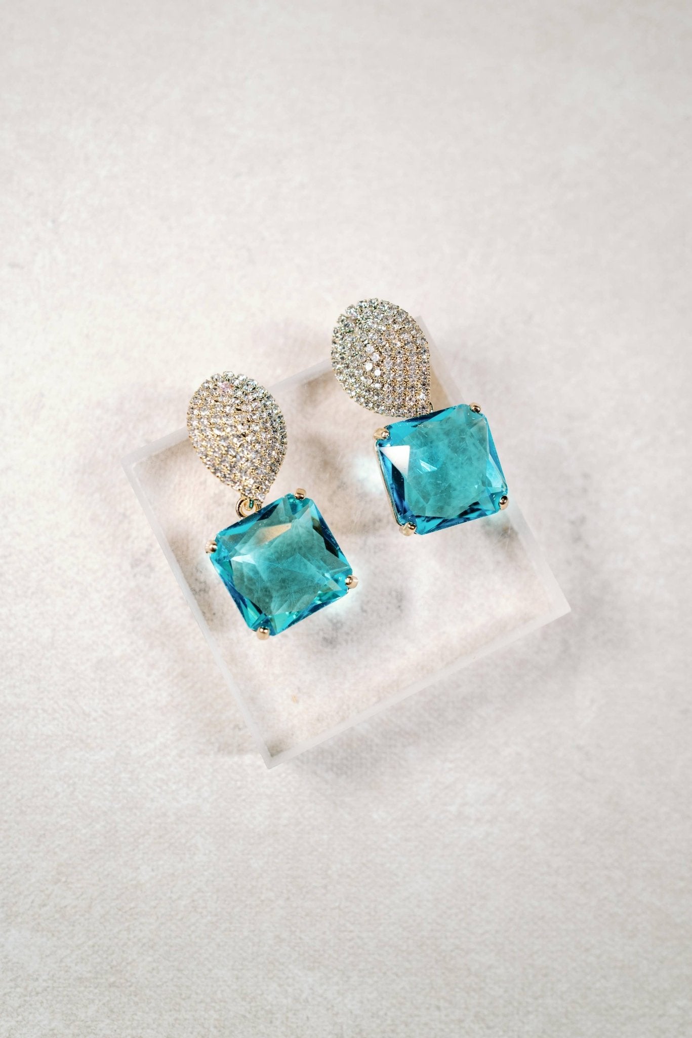 Earrings - Silver Springs Turquoise Pave Crystal Earrings - Curated Dry Goods