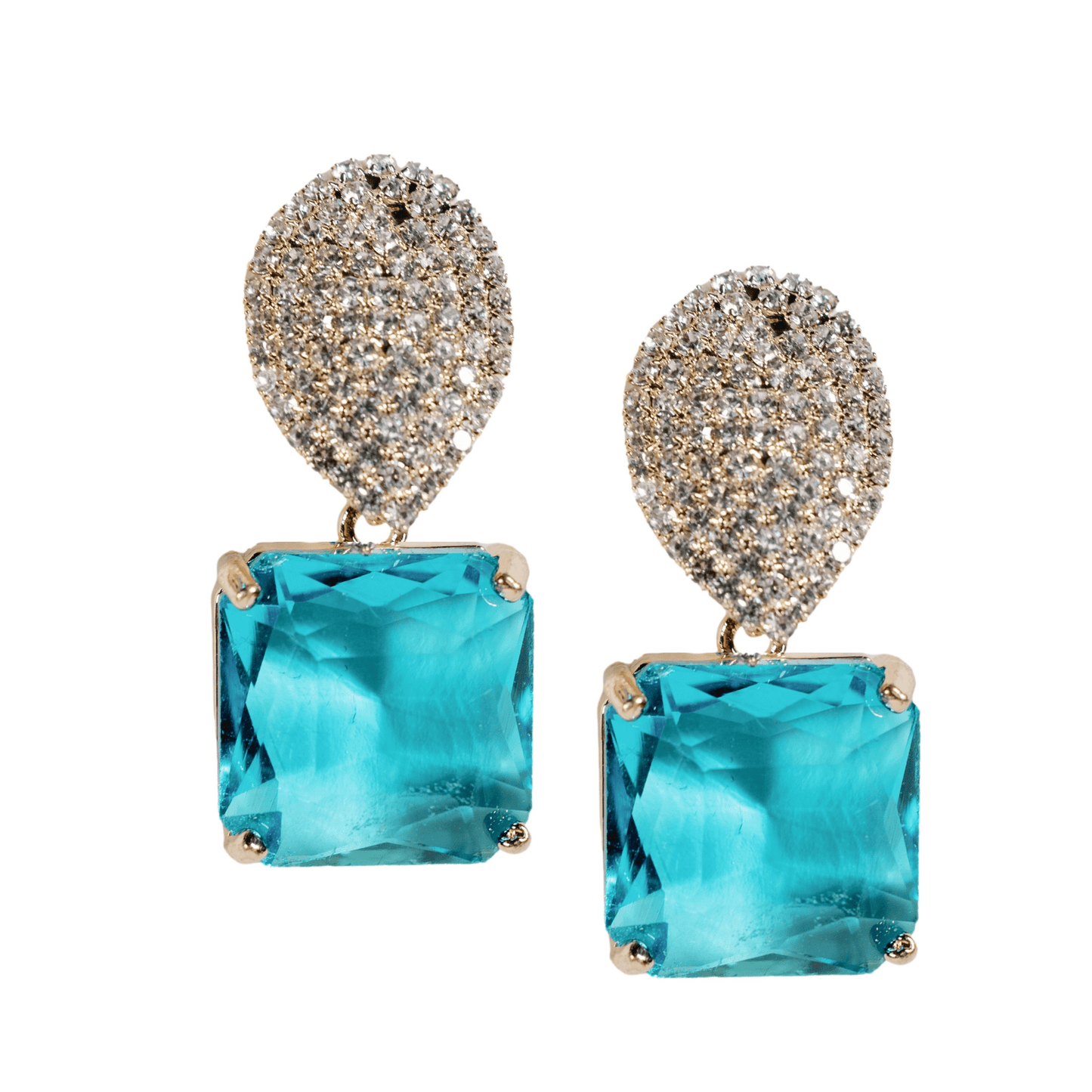 Earrings - Silver Springs Turquoise Pave Crystal Earrings - Curated Dry Goods