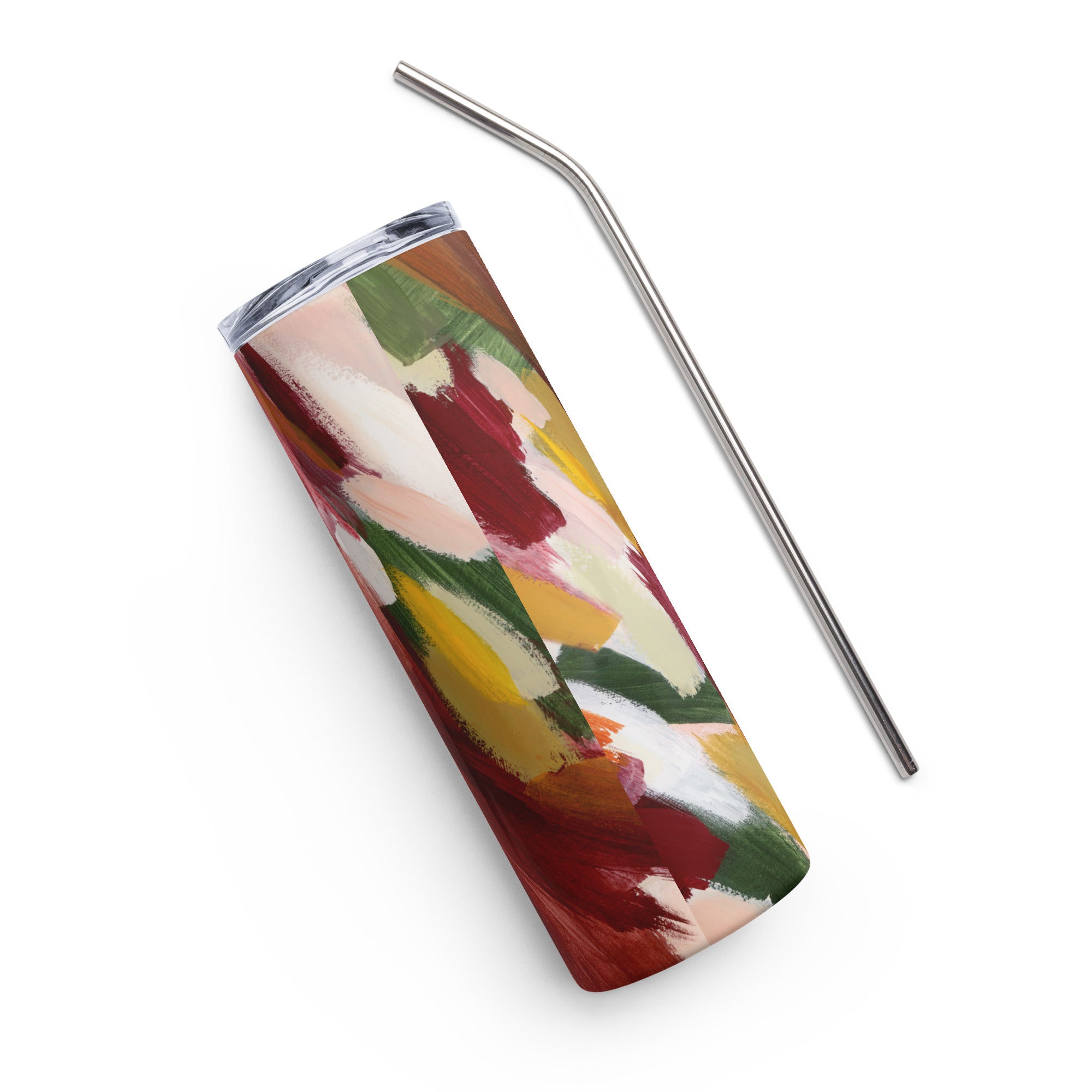 Ruby Red Abstract Personalized Steel Tumbler