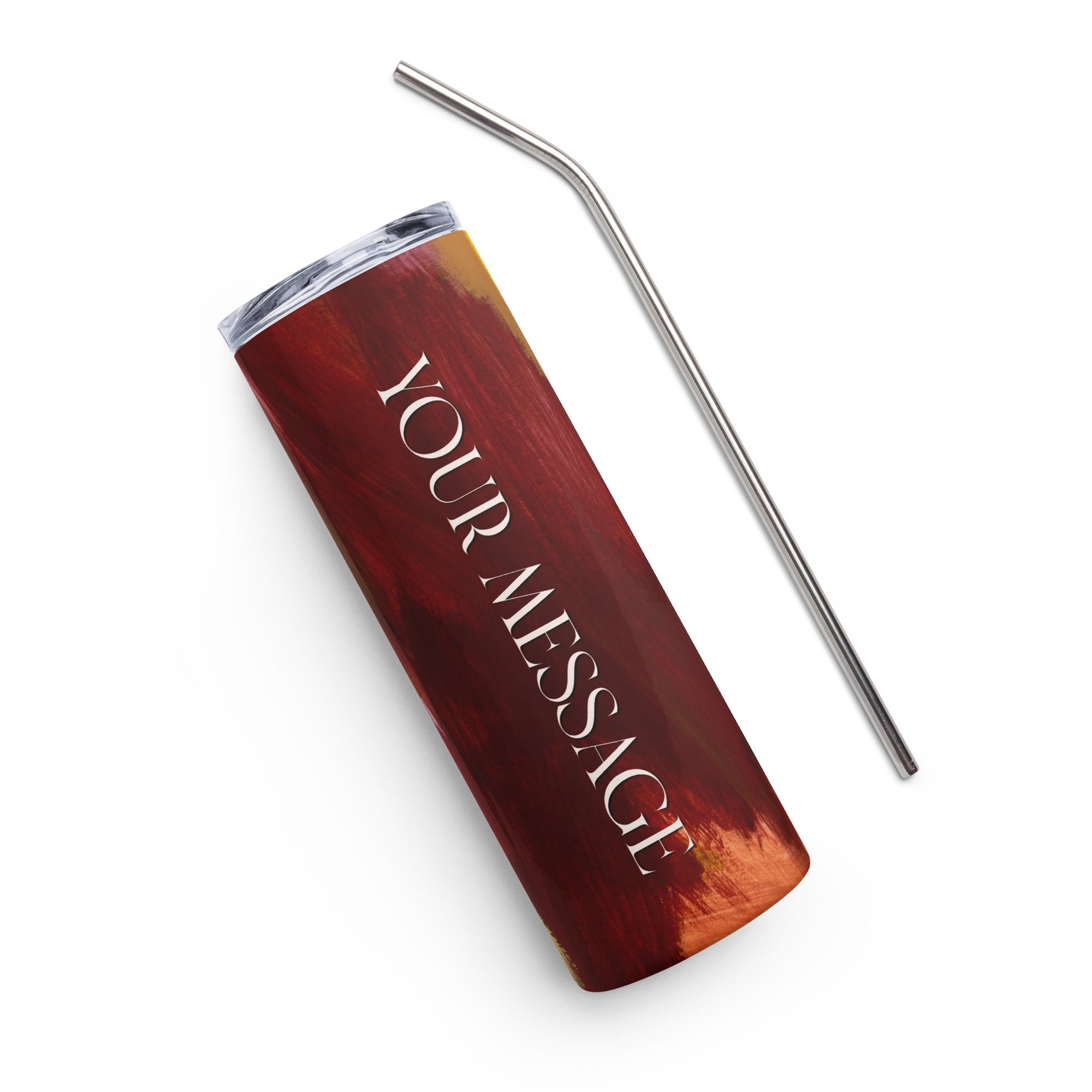 Ruby Red Abstract Personalized Steel Tumbler