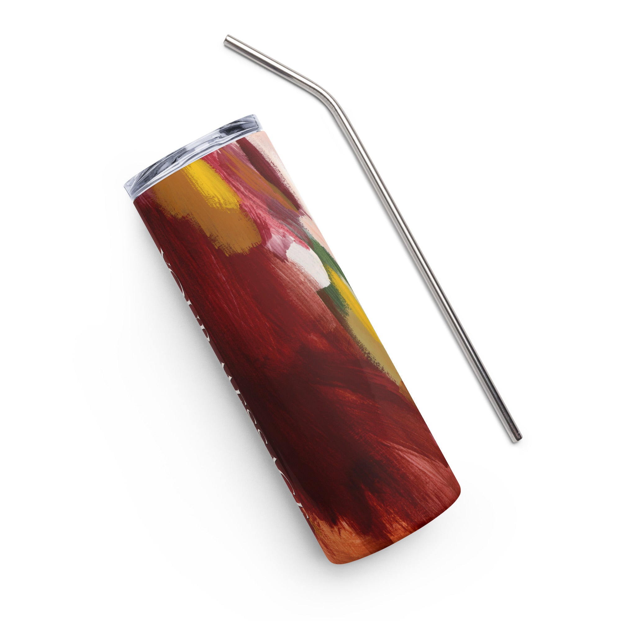 Ruby Red Abstract Personalized Steel Tumbler