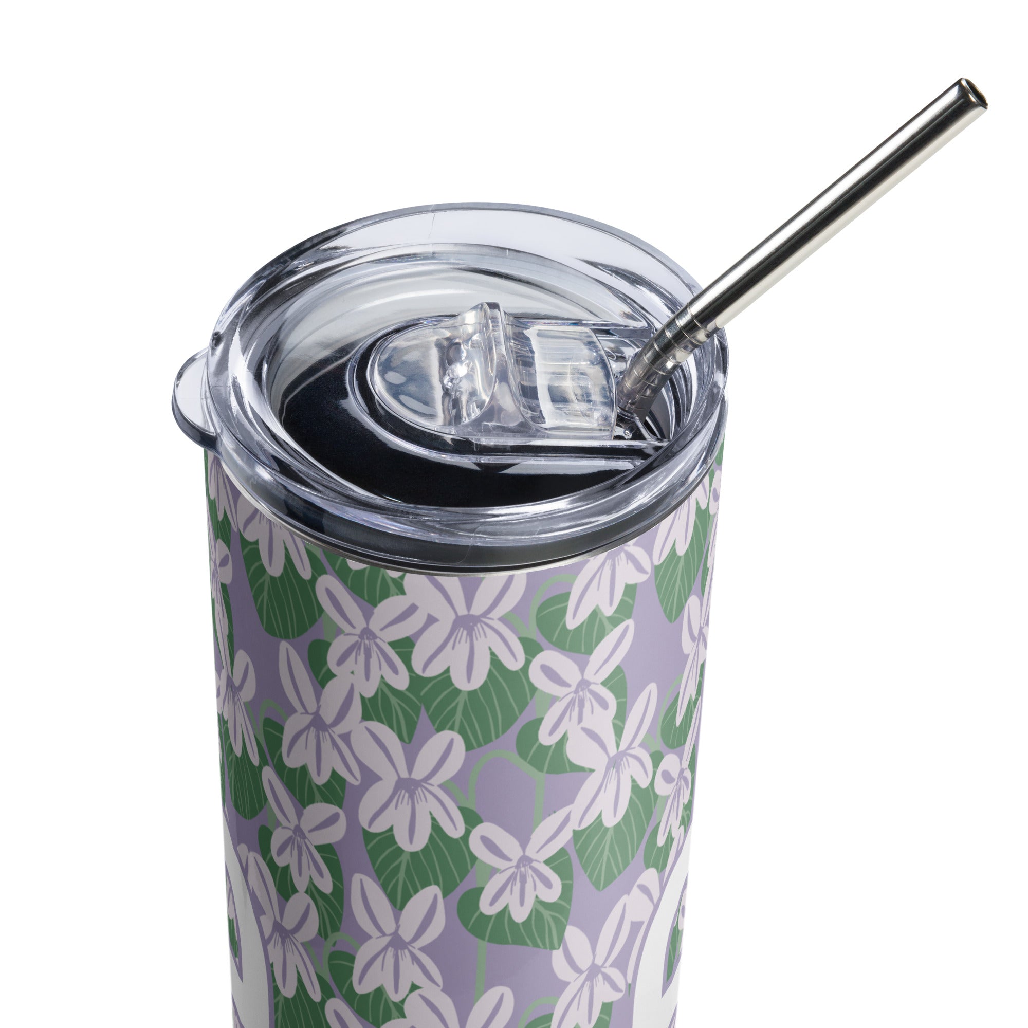 February Birthday Flower Personalized Steel Tumbler with Straw