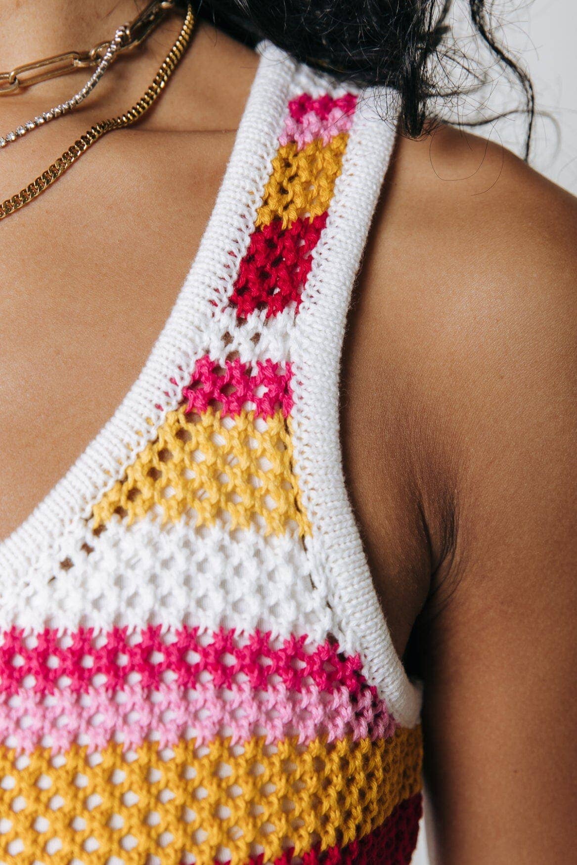 Dress - Summer Sunset Crochet Knit Tank Dress - Curated Dry Goods