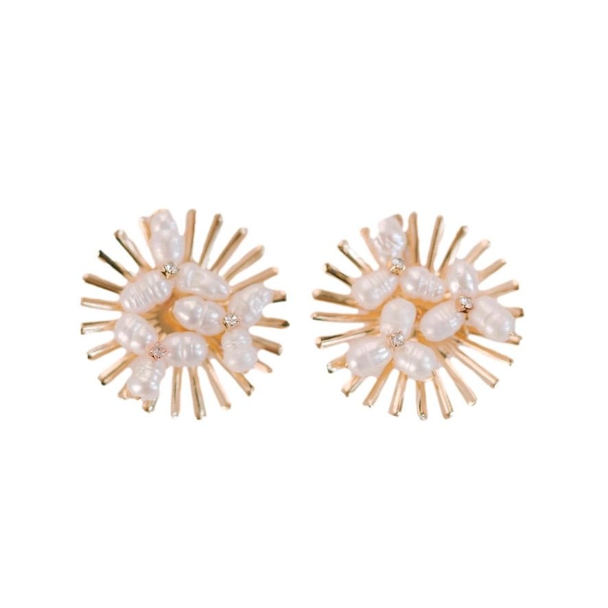 Earrings - Sunburst Pearl Statement Earrings - Curated Dry Goods