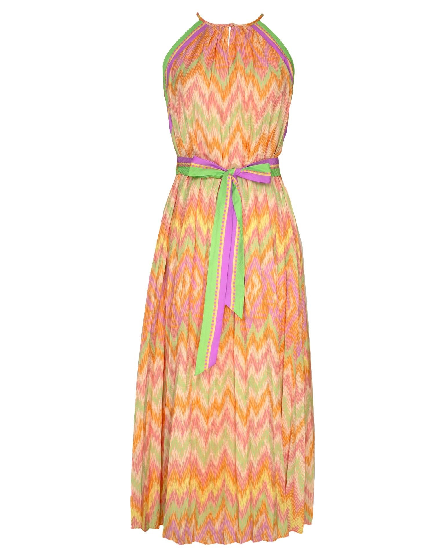 Dress - Sunset Sorbet Halter Neck Maxi Dress - Curated Dry Goods