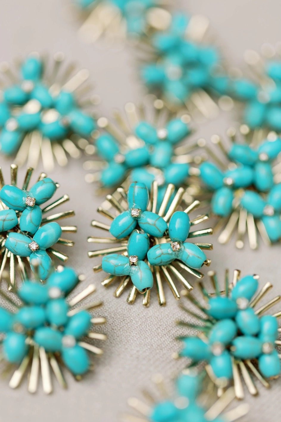 Earrings - Turquoise Sunburst Statement Stud Earrings - Curated Dry Goods