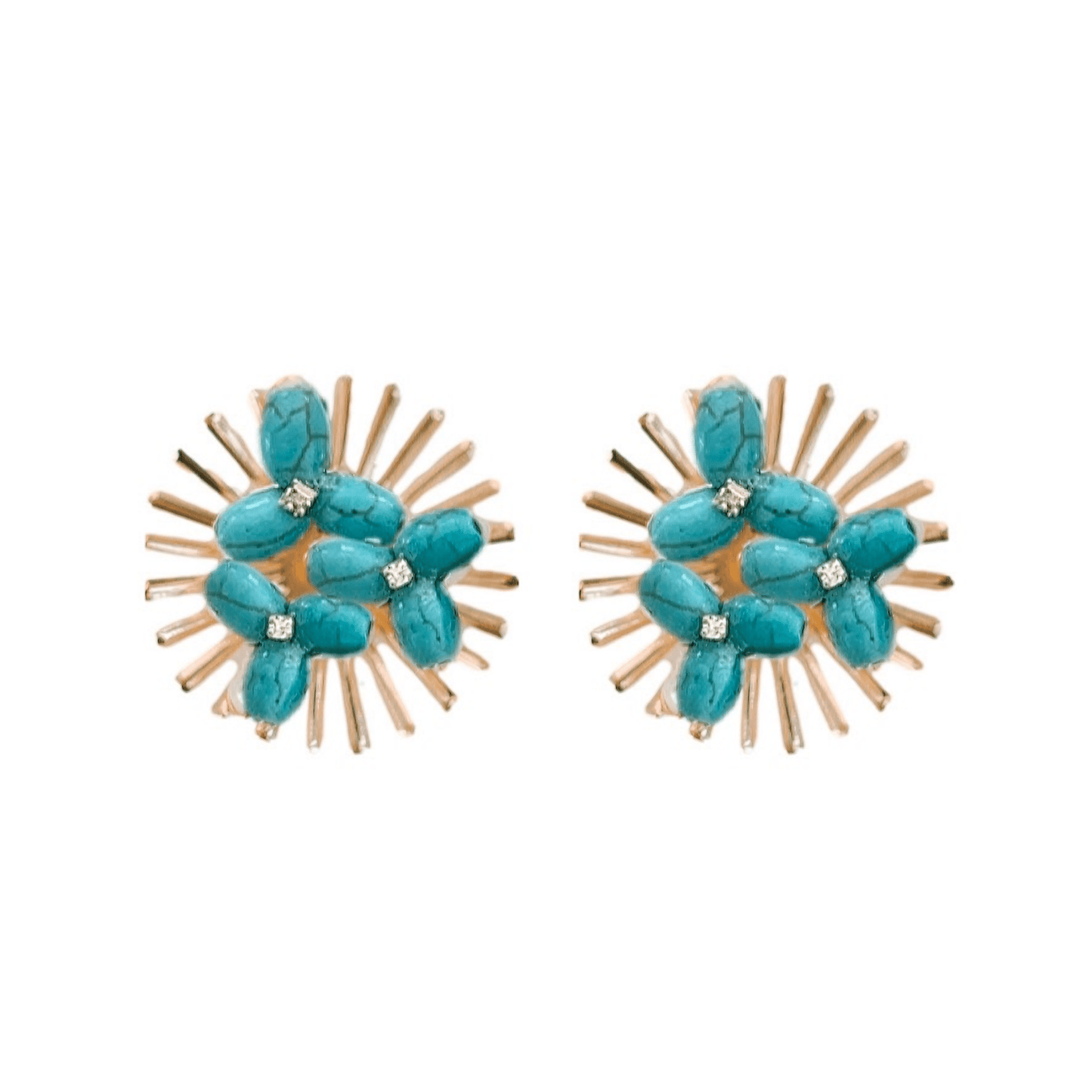 Earrings - Turquoise Sunburst Statement Stud Earrings - Curated Dry Goods