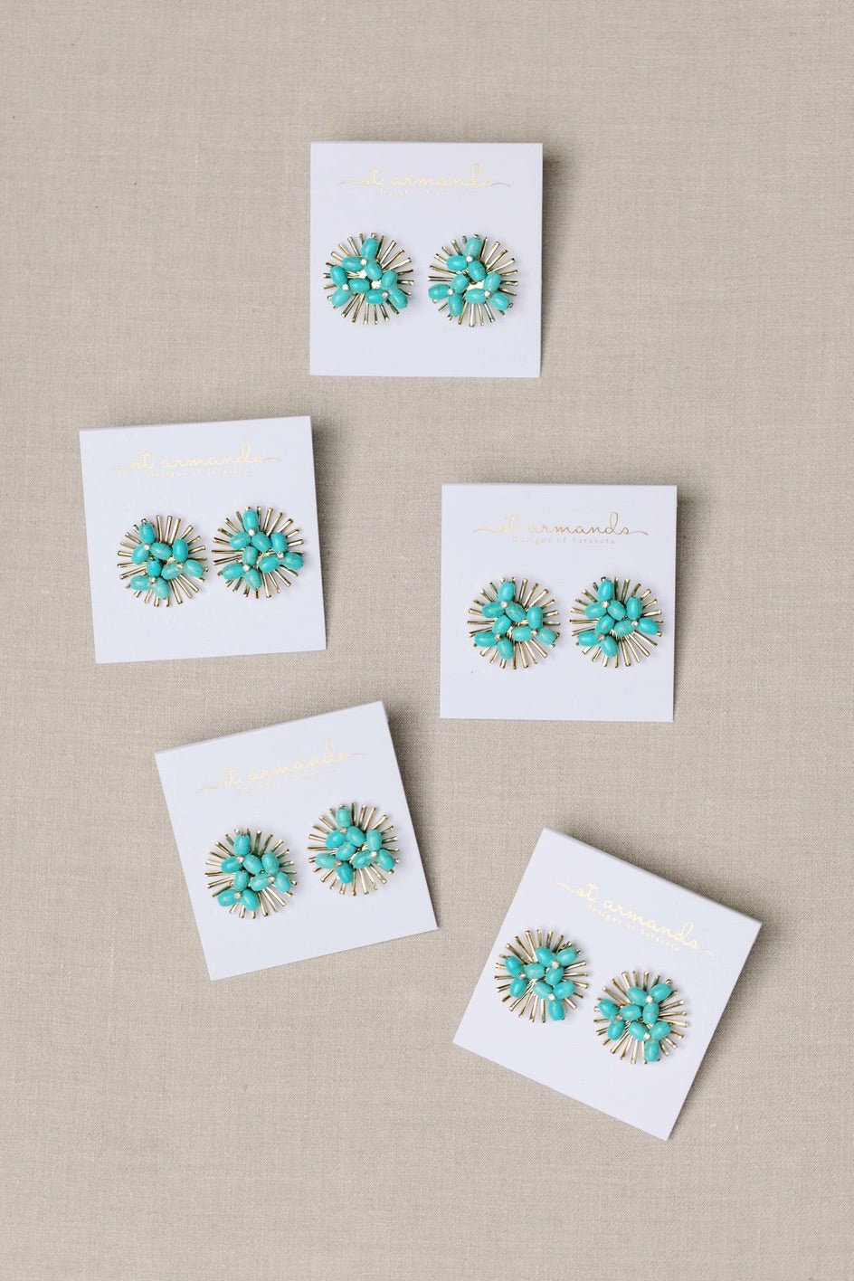 Earrings - Turquoise Sunburst Statement Stud Earrings - Curated Dry Goods