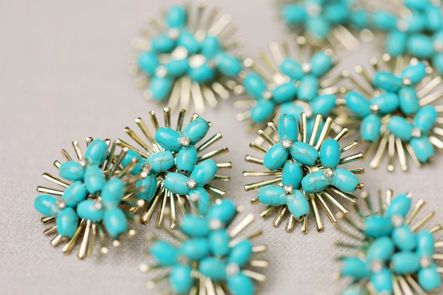 Earrings - Turquoise Sunburst Statement Stud Earrings - Curated Dry Goods