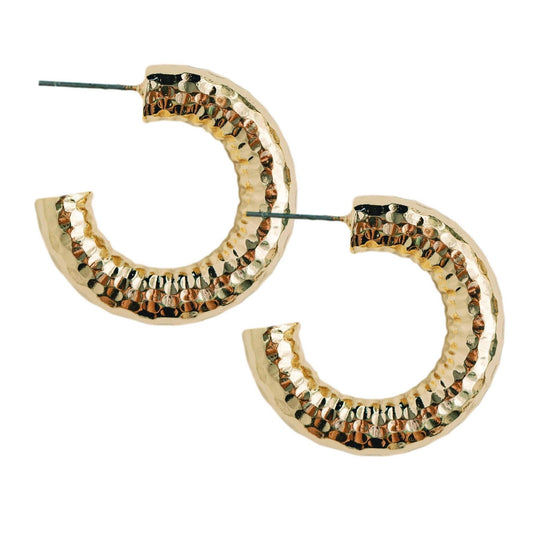 Earrings - Vero Hammered Gold Hoop Earrings - Curated Dry Goods