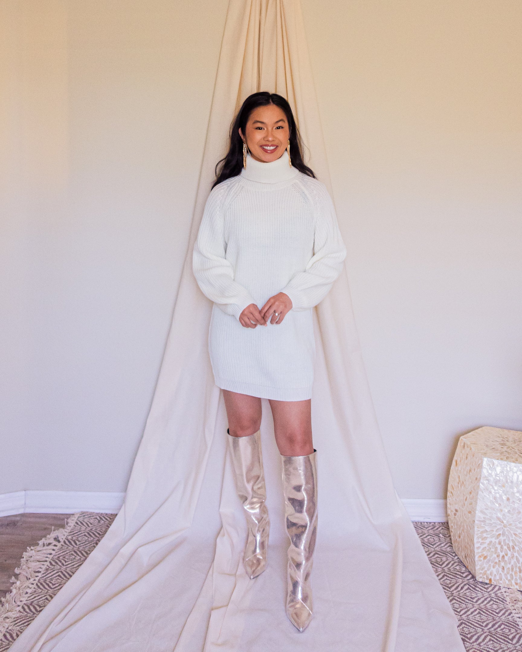 Winter Wonderland Turtleneck Sweater Dress
