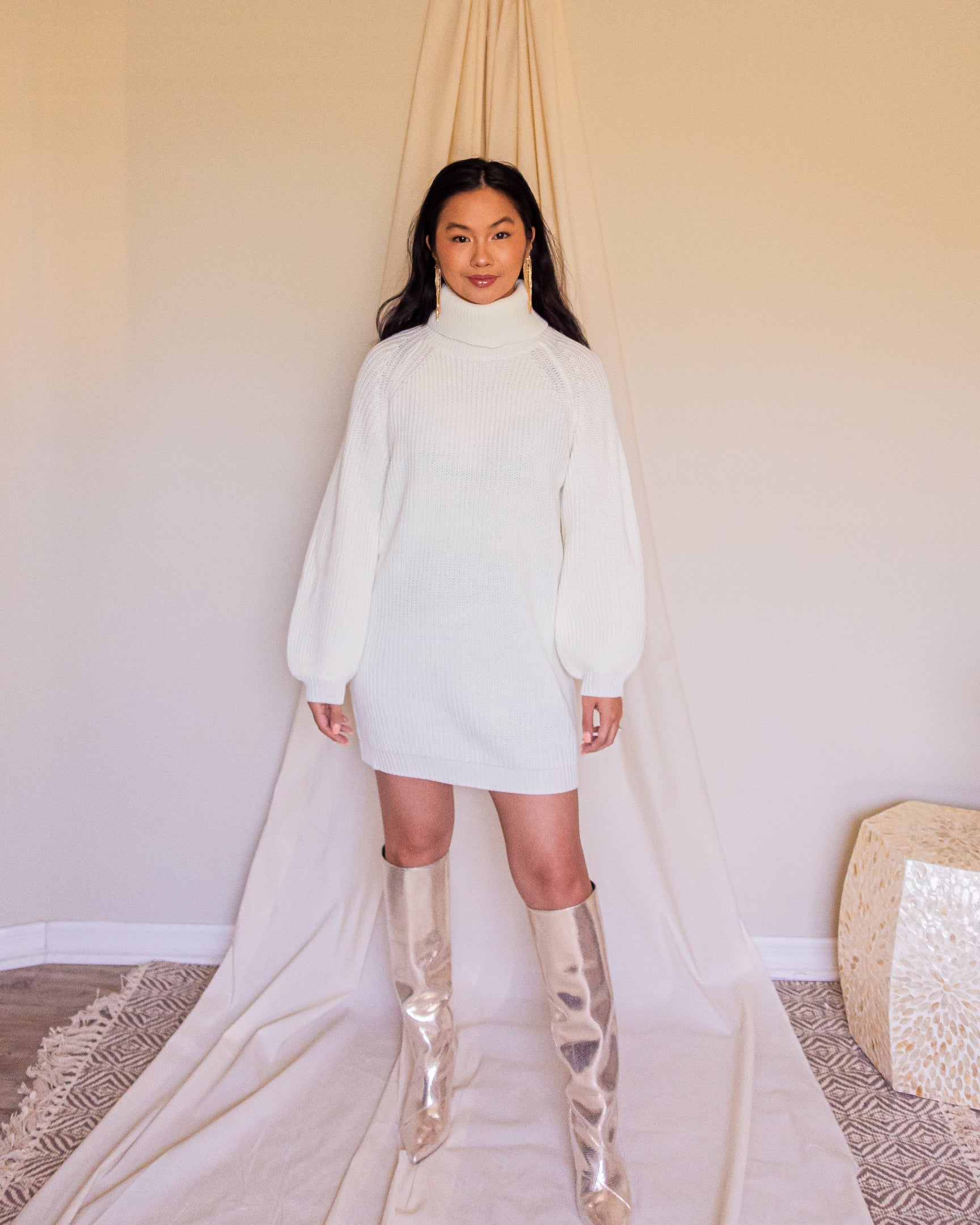 Winter Wonderland Turtleneck Sweater Dress